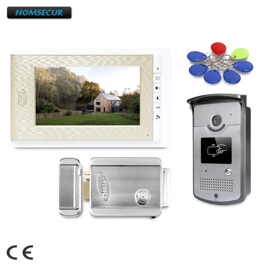 

HOMSECUR 7" Hands-free Video Door Entry Phone Call System with Keyfobs Unlocking Camera : XC001+XM708-G