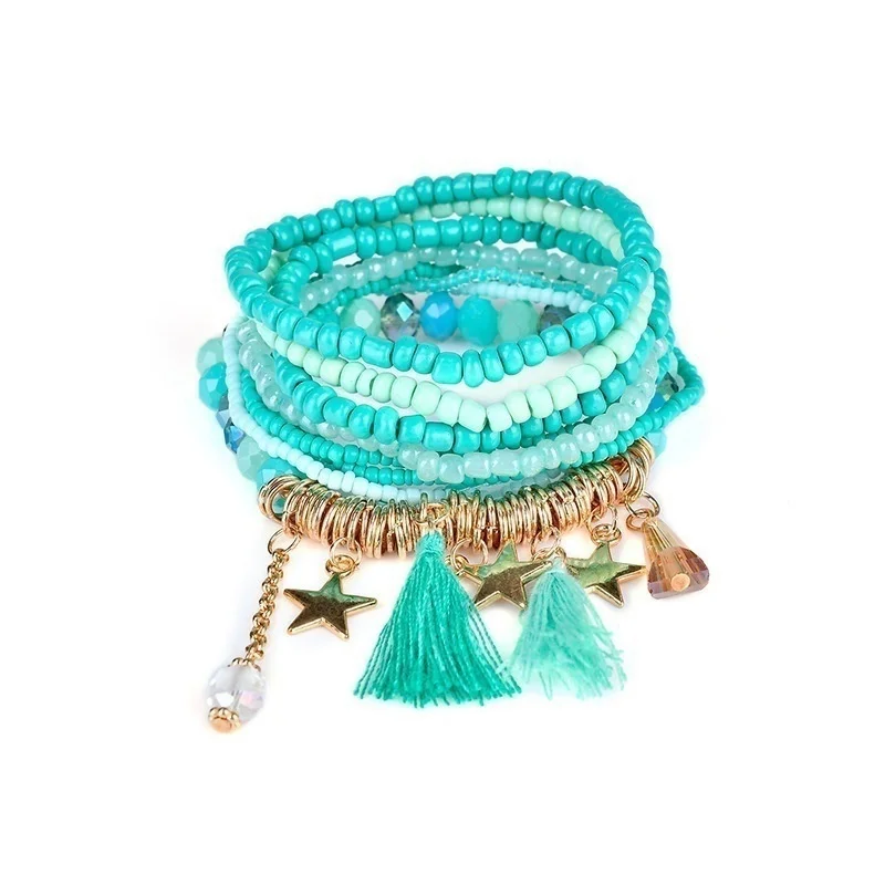 Fashion Multilayer Bohemia Tassel Bracelets for Women Elegant Charm Bracelets Bangles Set Beads Bracelets Jewelry Fashion Jewelry