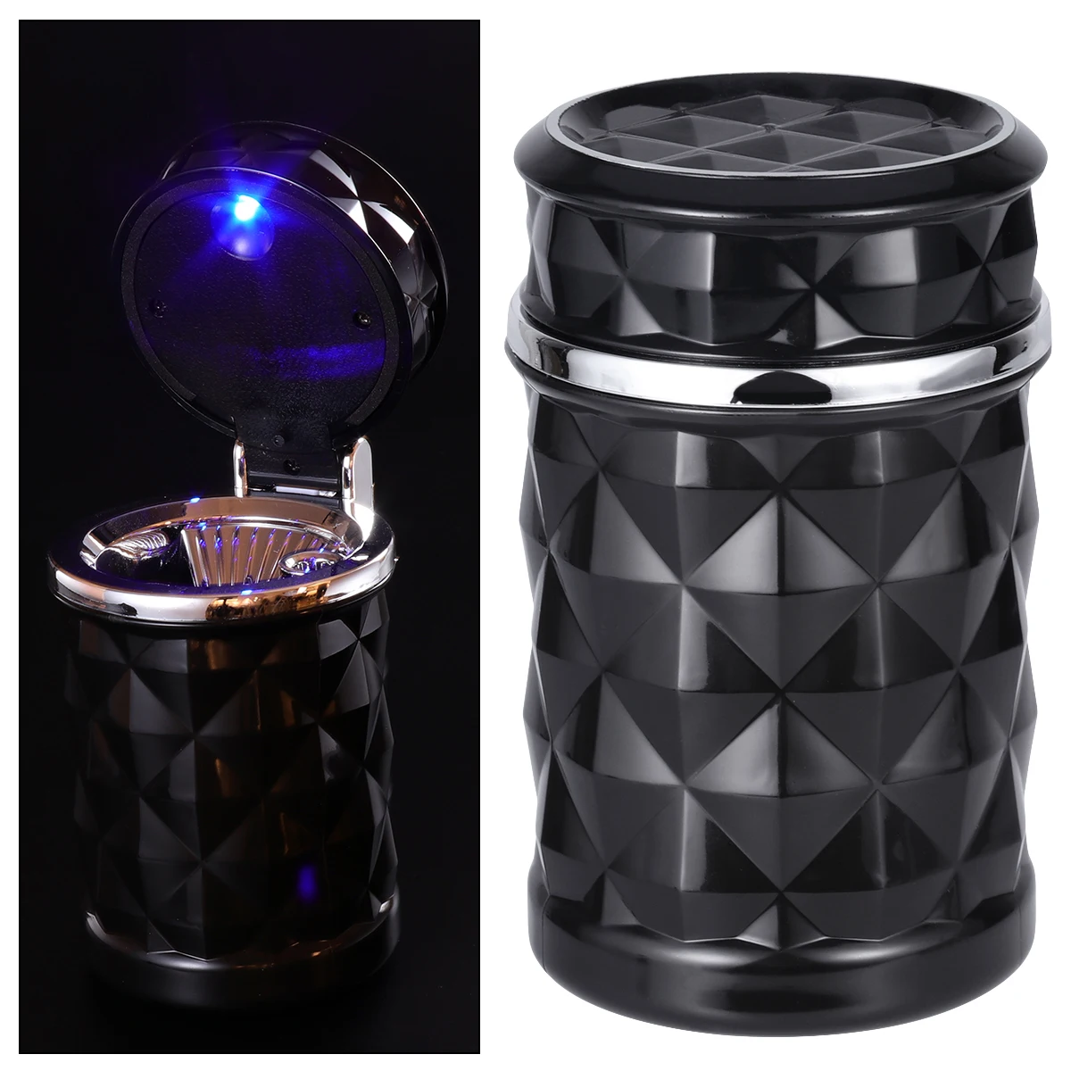 LUOEM Car Ashtray Smokeless Auto Cigarette Ashtray Holder with Blue LED Light for Car Cup Holder