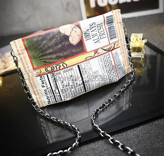 Новые персонализированные забавные сумки «Potato Chips» стильная уникальная Прямоугольная Сумка-клатч Сумочка цепочка сумка мини Курьерская сумка, кошелек