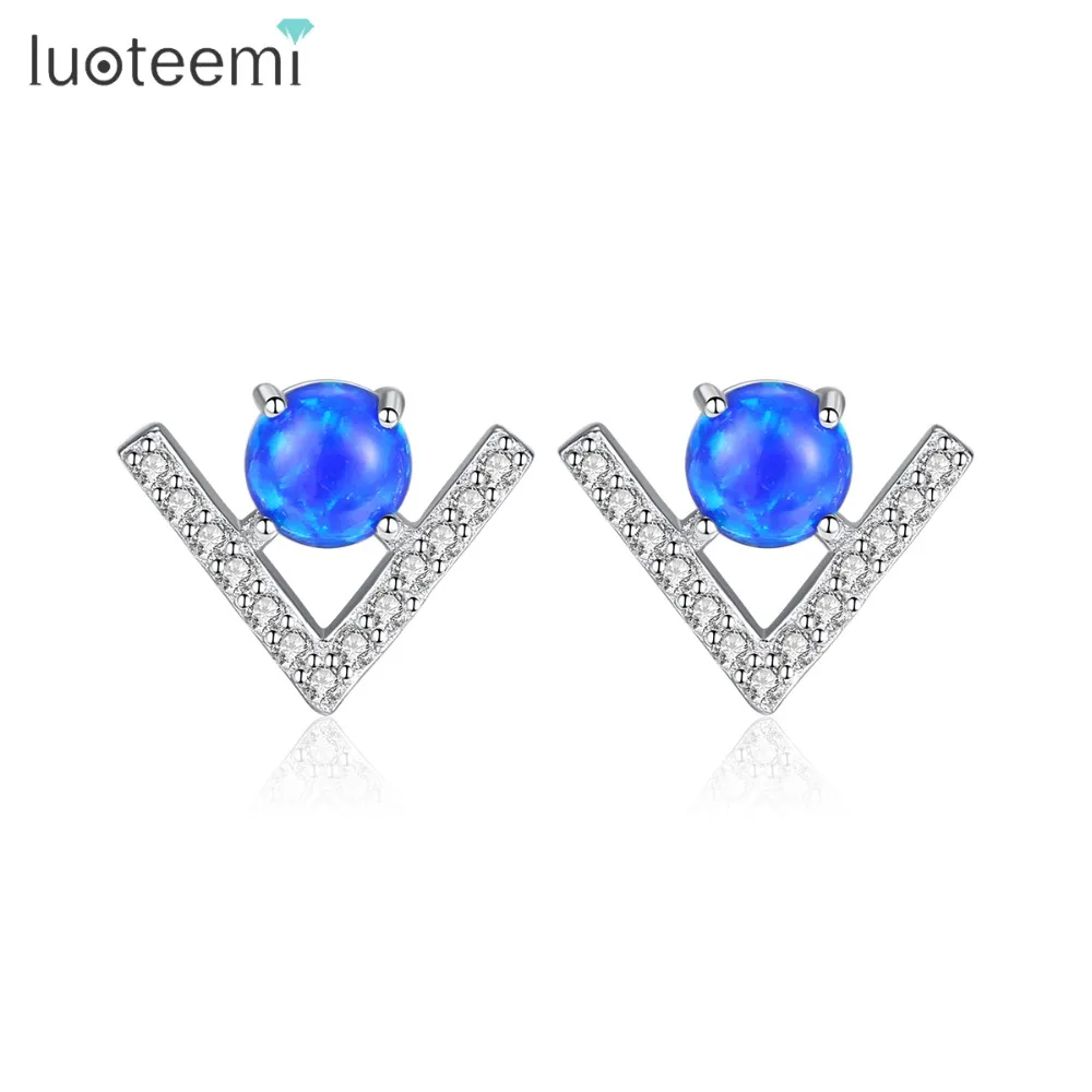 

LUOTEEMI Cute 925 Sterling Silver Small 4mm Round Fire Opal Stud Earrings for Women Colorful Girl Party Earrings Jewelry Brincos