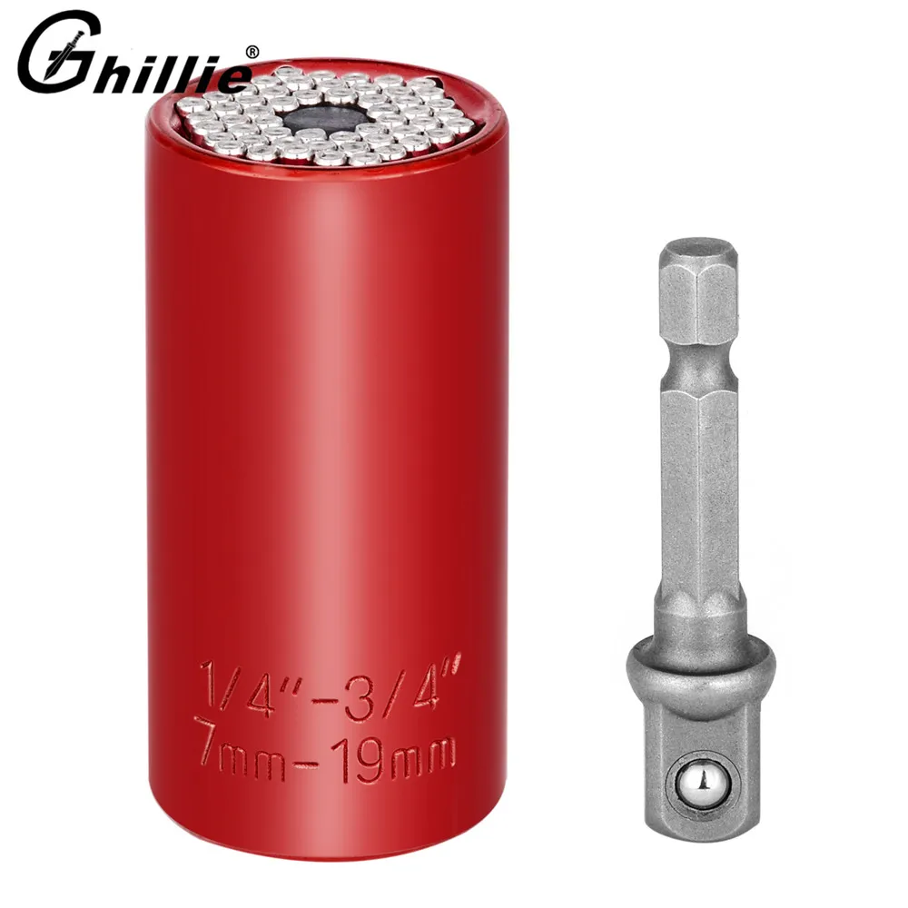 Ghillie 7 19mm Multi function Universal Sockets Wrench Power Drill Adapter Set, Magic Spanner