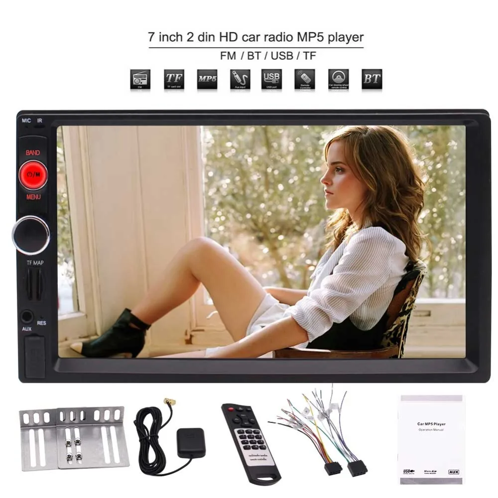 

Multimedia Radio with Steering Wheel Remote Control with 8GB GPS Map Card Eincar Bluetooth Car Stereo 7 Inch HD Touch Capacitive