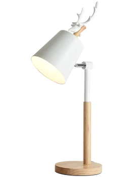 Günstige Nordic Log Wohnzimmer Tisch Lampe Moderne Einfache Schlafzimmer Nacht Lampe Vogel Geweih Studio Lampe