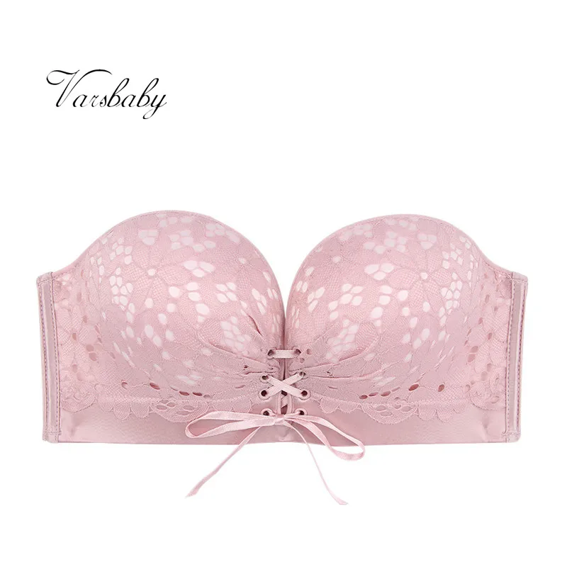 

Varsbaby ladies sexy wire free push up underwear strapless half cup lace bras