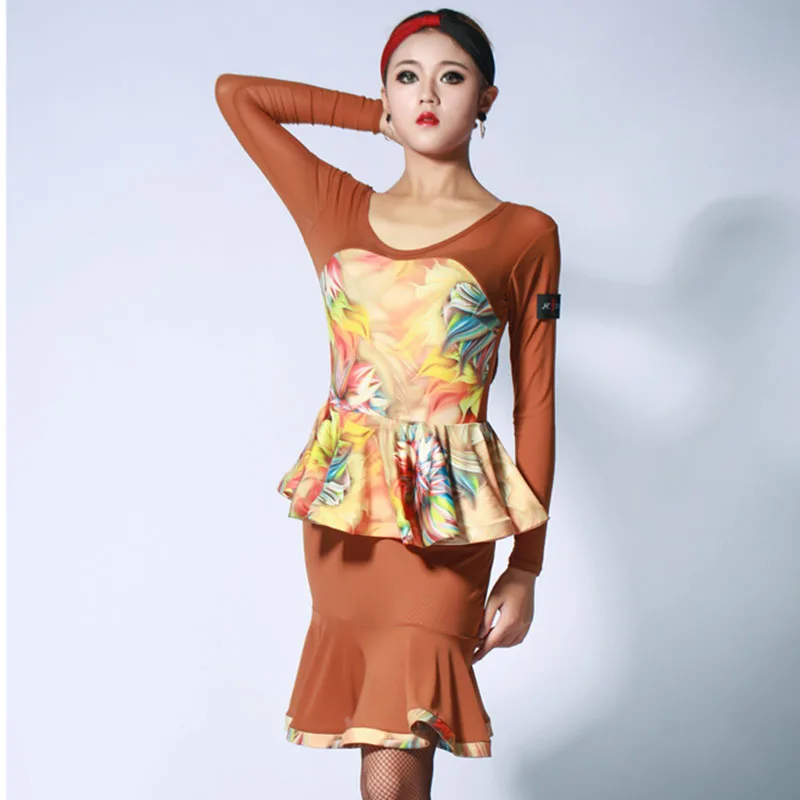 Retro Latin Dance Dress Women Naked Back Ballroom Rumba Cha Samba Wear Salsa Practice Performance Costumes Lady DL2904 | Тематическая