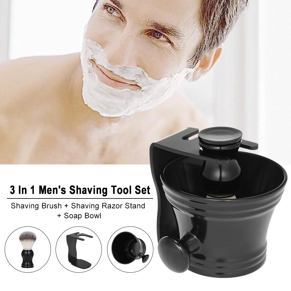 3 In 1 Men's Shaving Tool Set Shaving Brush + Shaving Razor Stand