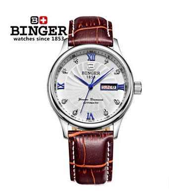 Brand luxury Men Senior Automatic movement Binger watch high quality alloy steel cz diamond watches factory direct wristwatch
