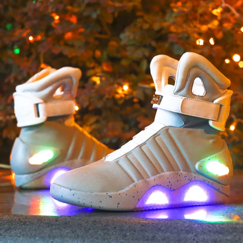 Adults USB Charging Led Luminous Shoes For Men's Fashion Light Up Casual Men back to the Future Glowing Sneakers Free shipping