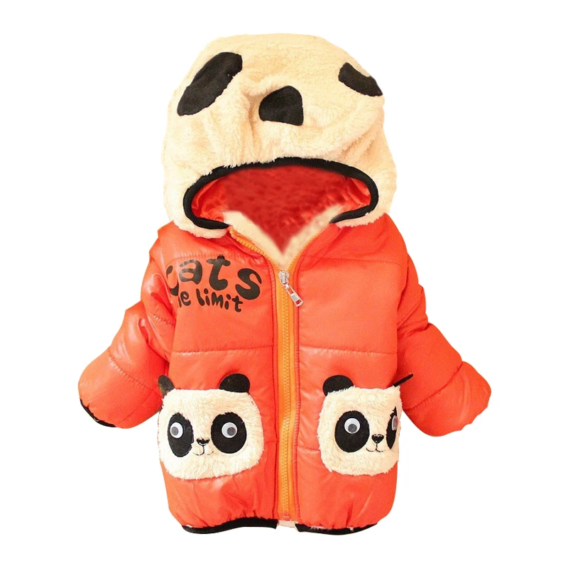Розничные продажи 1 предмет одежды детская одежда Зимняя одежда с мультяшным рисунком панды Утепленная куртка Детская куртка на подкладке из хлопка