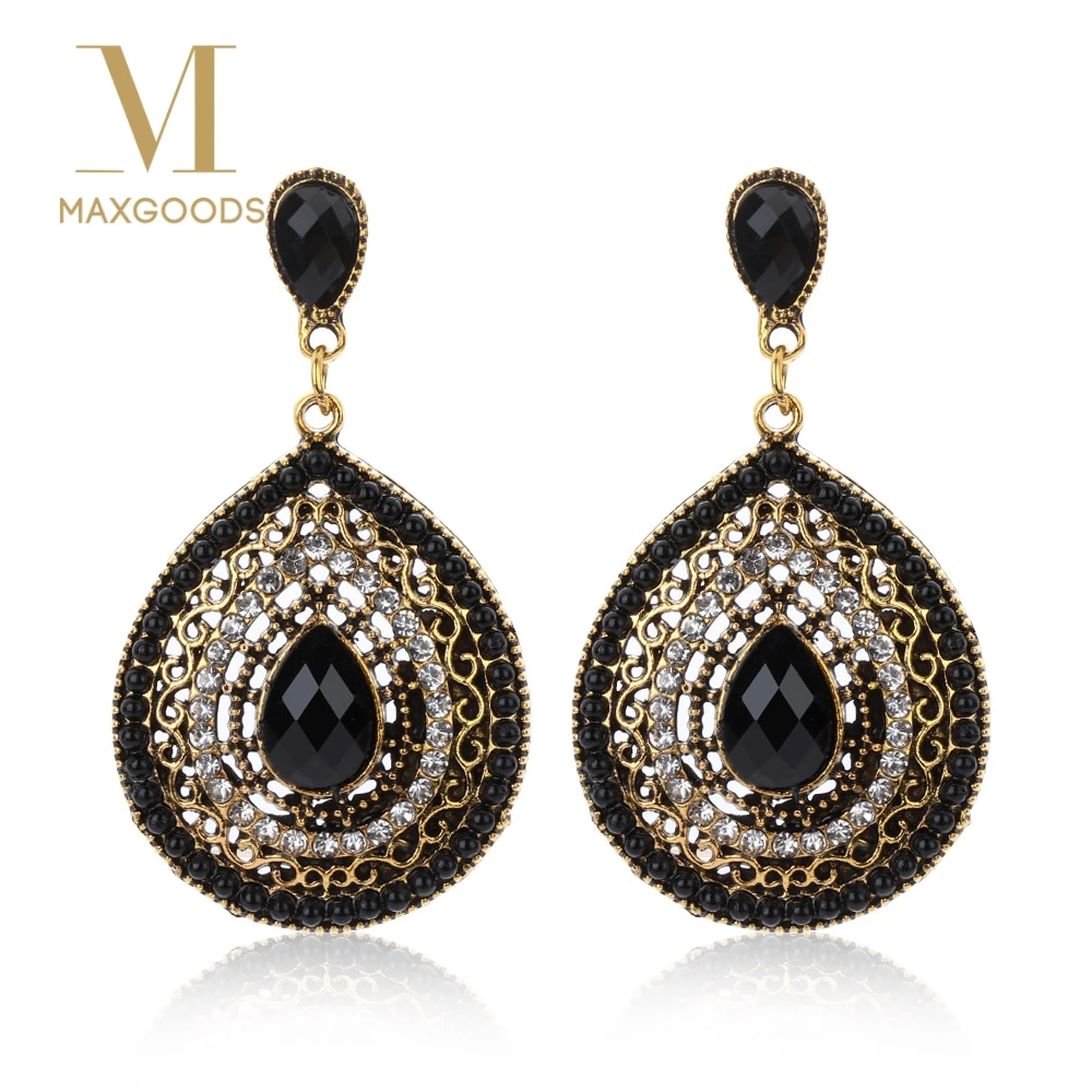 

1 Pair Vintage Drop Earrings For Women Ethnic Resin Multicolor Bead Large Bohemia Dangle Earrings Statement Jewelry pendientes