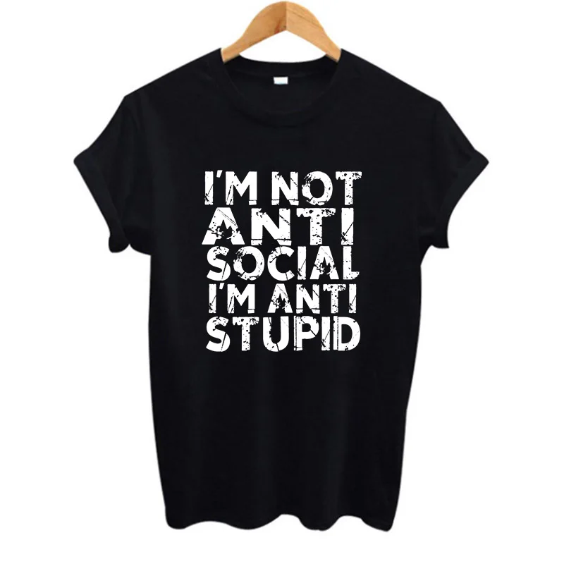 2019 в винтажном стиле сезон лето im не анти социальные stup id Prinshirt хлопковая Футболка