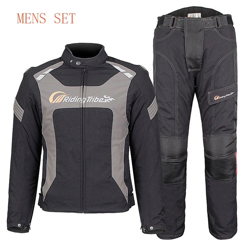 Мотоциклетная куртка для мужчин и женщин ветрозащитная дышащая гоночная Защитная Экипировка Водонепроницаемая защитная одежда для пар одежда для верховой езды JK-56 - Цвет: Mens-Gray Set