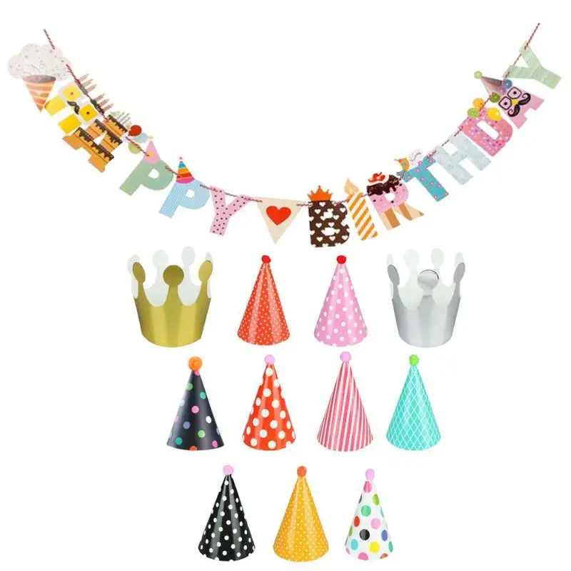 

11pcs/set Dot Pattern Kids Birthday Party Hats Crown Headgear Photograph Props Festive Celebration Decor Cute Party Hats