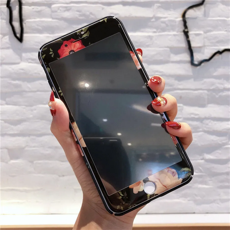 MOUSEMI Girls Flower Phone Cases For iPhone 7 Case On 7 8 Plus Case With Glass For iPhone X Hard PC For iPhone 6 s 5s se 7 Capa (8)