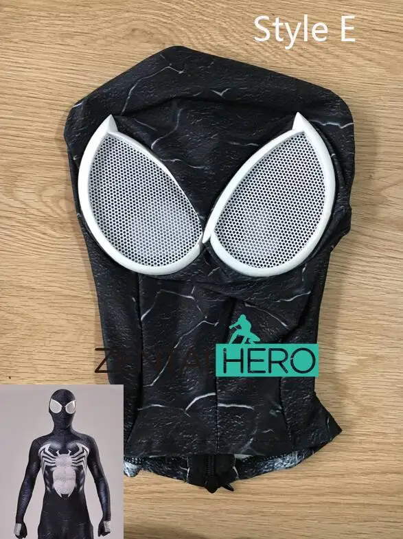 ZentaiHero новая 3D печать Человек-паук Маска Хэллоуин лайкра спандекс супергерой zentai красный человек-паук капюшон с контактные линзы для глаз MK-11 - Цвет: E