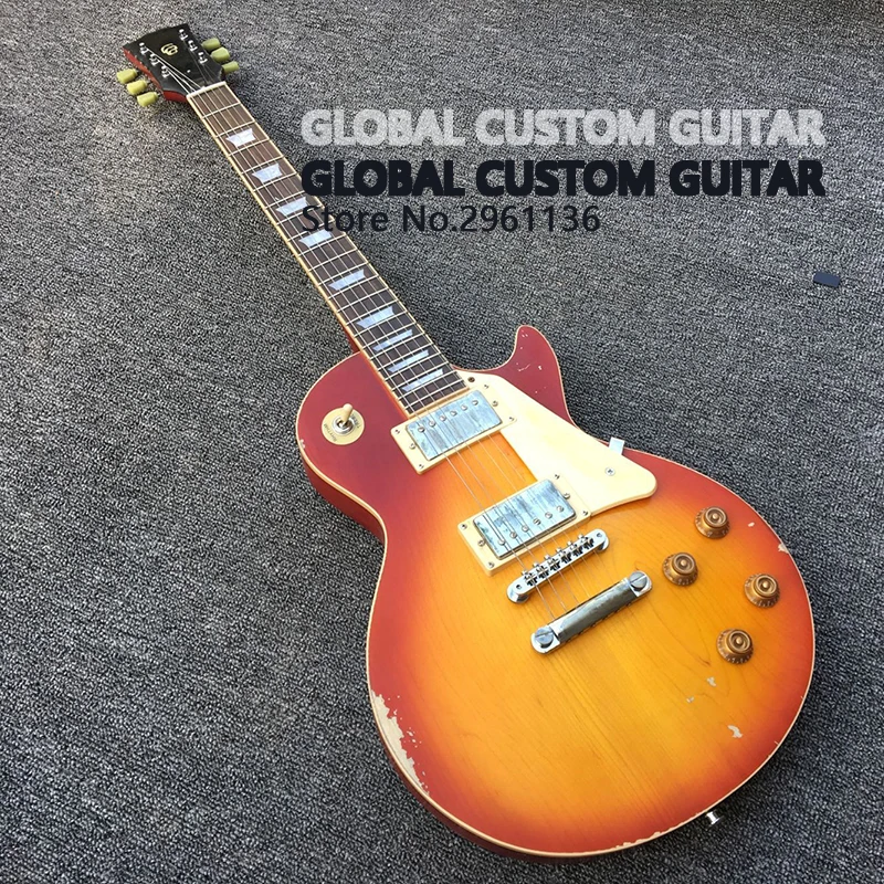 

High quality,Handwork Heavy Relic LP Electric guitar,Solid Maple,one piece Body&Neck,pore matte,Real photos,free shipping