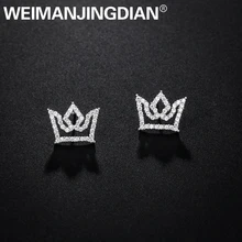 WEIMANJINGDIAN Новое поступление Корона шафер кубического циркония CZ Кристалл Halo Серьги гвоздики для женщин или свадьбы невесты в серебряном цвете
