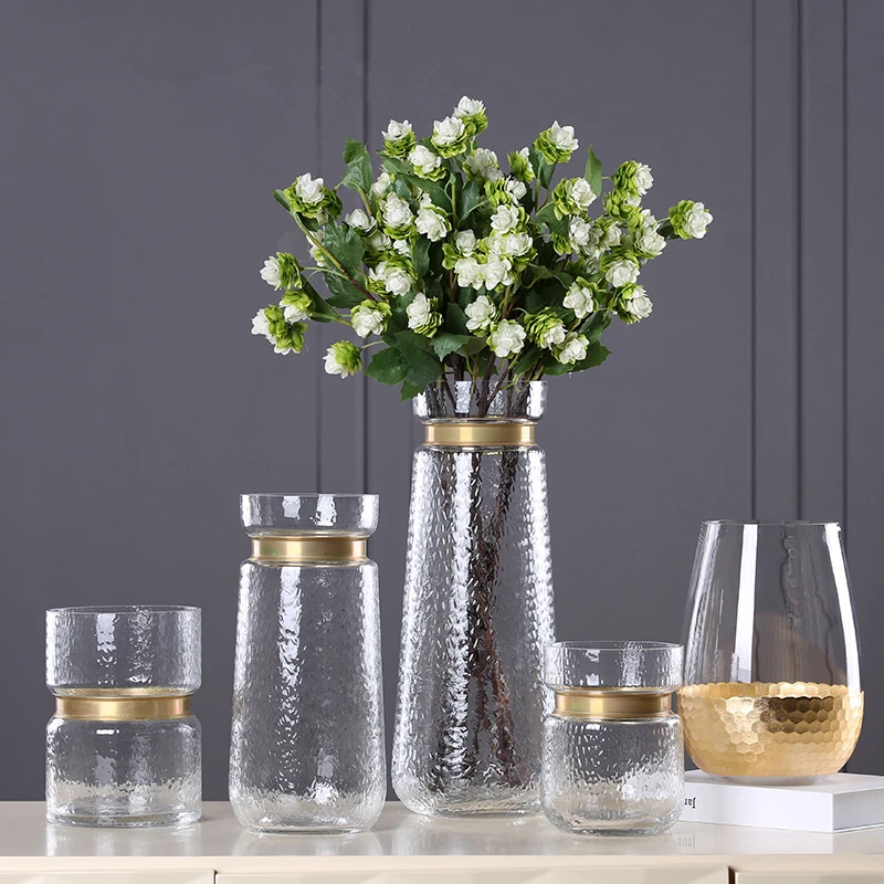 

Creative Do old Glass Flower Vase with Gold Foil Living Room Decor Gold Tabletop Vase Crafts for Wedding Home Decoration Gift 2