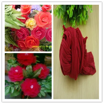 

Free shipping 47 colors mix shipping or WINE red color ship mesh flowers,nylon stocking material/ronde flower for DIY flower