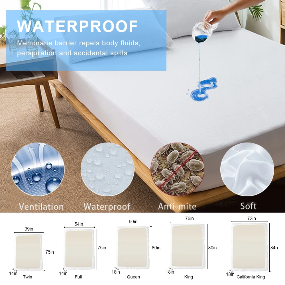 Urijk Solid Color Smooth Mattress Pad Cover For Protector Waterproof Bed Sheet Anti Mites Topper | Дом и сад