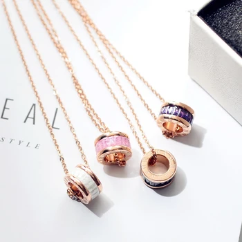 

New color zircon crystal rose gold titanium steel 1.4*0.7cm pendant women for necklace jewelry Valentine's Day gift