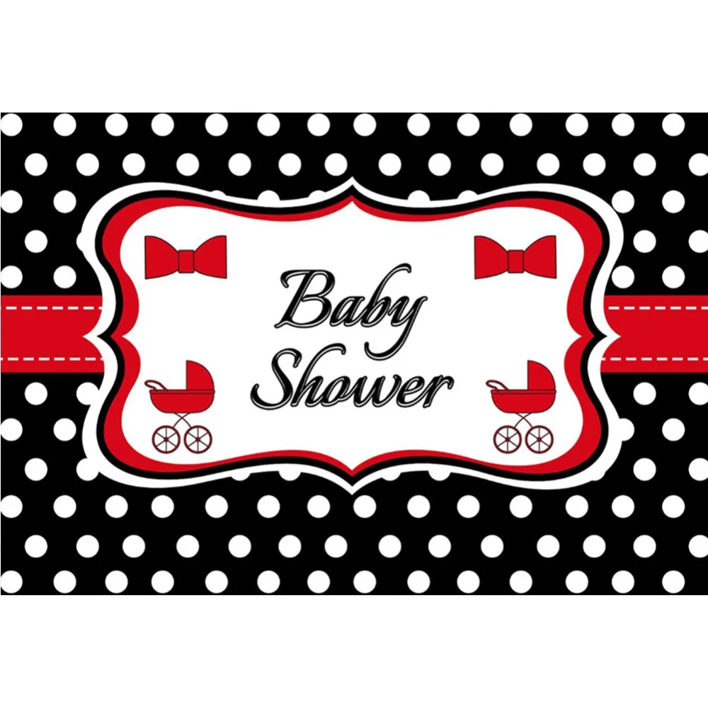 Laeacco Baby Shower Party Black White Dots Poster Banner Pattern Backgrounds Photography Backdrops Photocall Photo Studio
