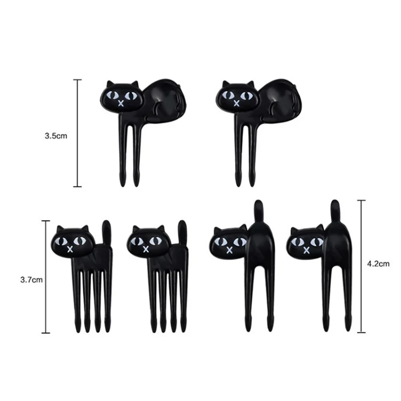 Black Cat Mini Cartoon Snack Fork Set - 6pcs