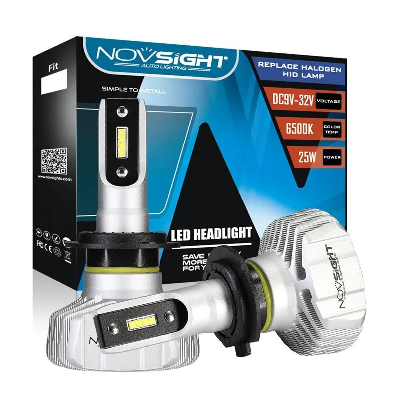

H7 Fanless LED Headlight Bulbs Conversion Kit White 50W 10000LM Automobiles Headlamp 6500K Car Headlight H7 led