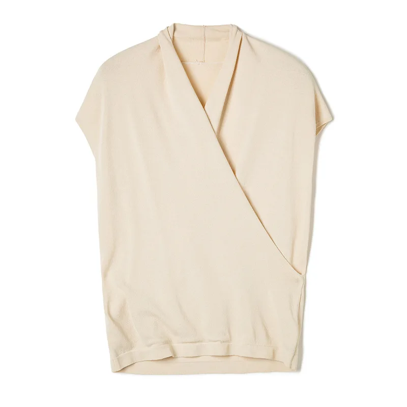 

Knitted Wrap Over Pullover Tops Women Sleeveless Sweater Wrap Sweaters S,M,L