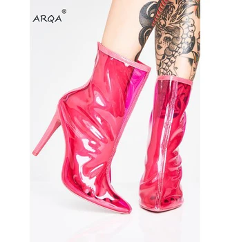

ARQA 2019 Europe and the United States High-heeled fashion women booties ladies sexy transparent boots ladies women Rain boots
