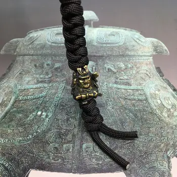 

Knife Beads *Samurai* Unique Bronze Paracord Knife Leather Lanyard Bead / Beads EDC Outdoor Pocket Tool Flashlight Pendant