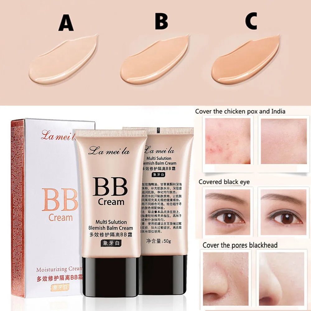 

3 colors BB CC Cream Moisturizing Liquid Foundation Concealer Oil control Sunscreen long lasting 50g Water-Resistant cosmetic