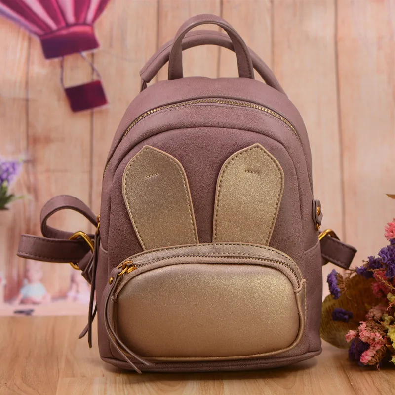 Fashion mini cute bunny backpack for girls high quality PU leather