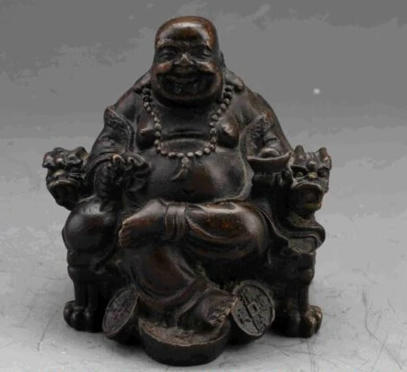 

Chinese Bronze Gilt Handwork Carved Statue ---- Buddha & Dragon Chair