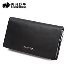 Brand BISON DENIM Men Clutch Bag Genuine Leather Cowhide Purse Business Casual Handbag Large Capacity Men’s Wallet Free Shipping