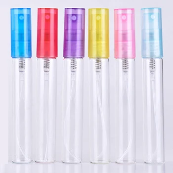

100 Pieces/Lot 8 ml Mini Parfum Bottles With Spray & Colorful Caps of Transparent Glass Refillable Perfume Bottles