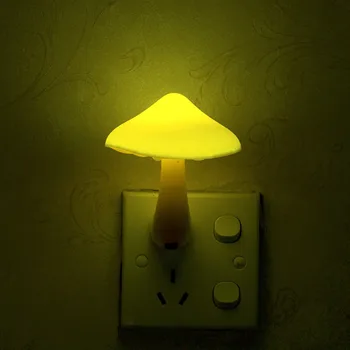 

Night Light US Plug LED Mini Yellow Light Mushroom Wall Socket Light Lamp for Bedroom Decoration Hot Light-controlled Sensor