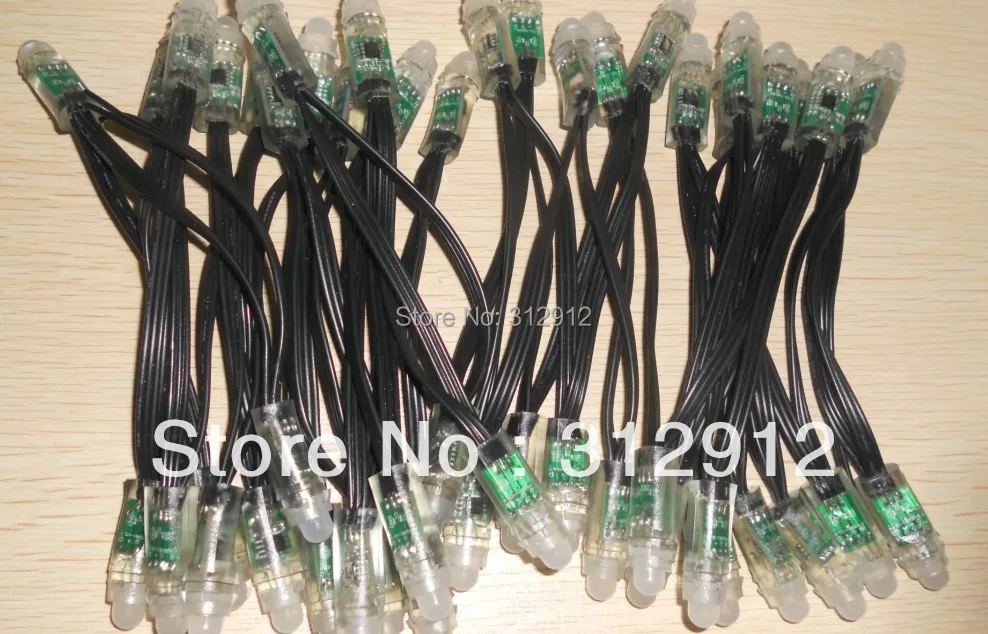 

promotion!!!DC5V WS2811 controlled 12mm diameter led pixel node,50pcs a string,with all BLACK wire,injection type