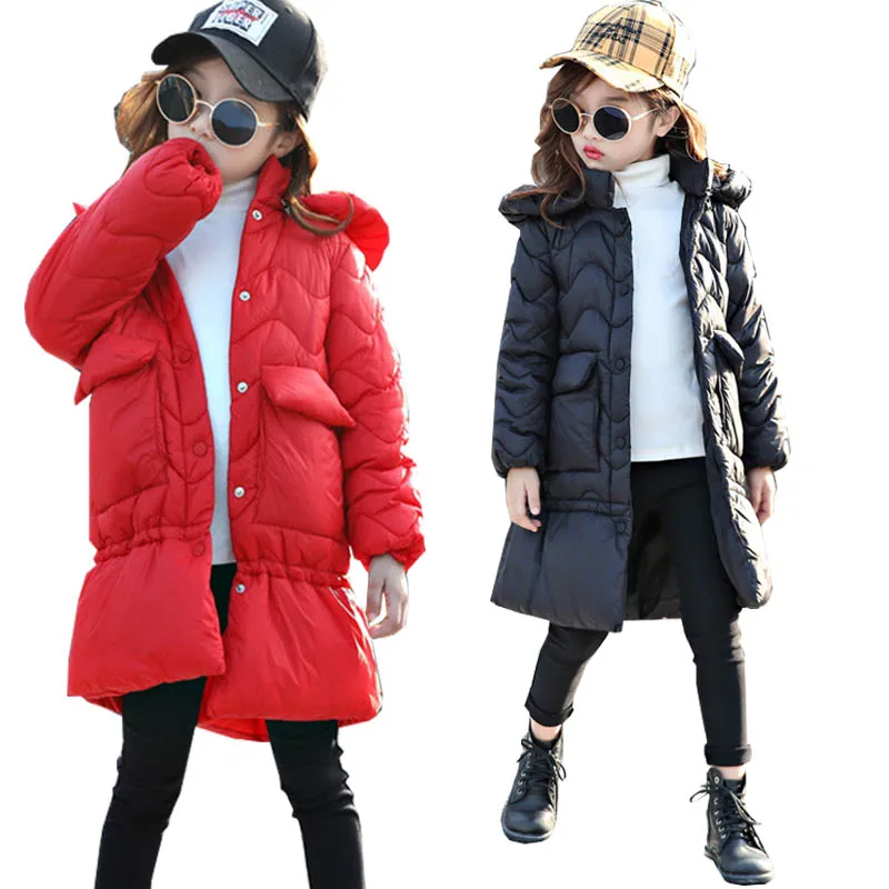 

Kids Winter Coats Jacket for Girls Parkas Thick Fur Hooded Teenage Girls Long Coat Outerwear Children Clothing 10 Y