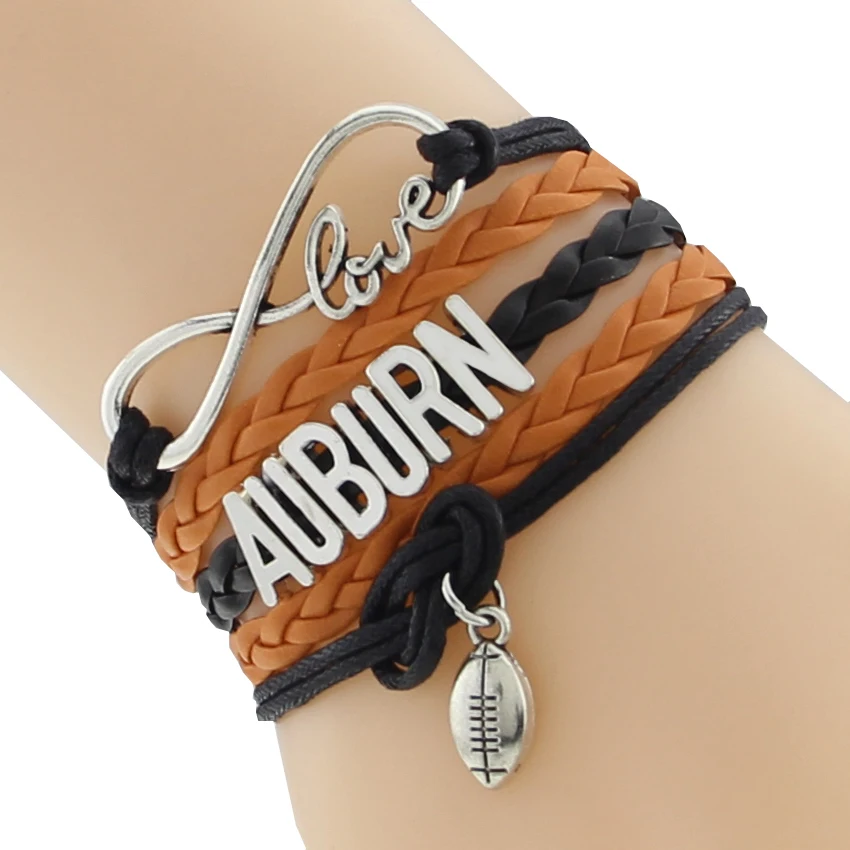 Infinity Love Auburn State Football Sports Team Bracelet blue orange