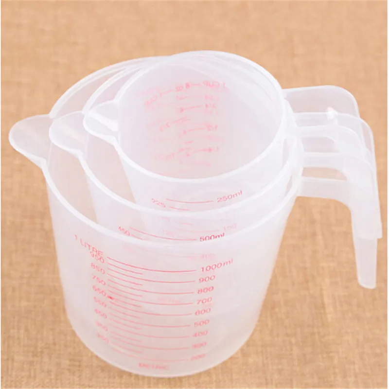 

250/500/1000ml 3sizes Plastic Measuring Cup Measuring Device High Quality Clear Scale Show Transparent Mug +Handle Pour Spout
