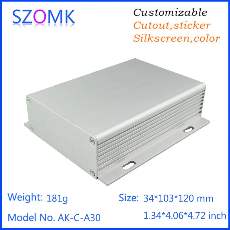 

4 pcs, 34*103*120mm aluminum enclosure project box silvery anodizing aluminum electronics box wall mounting extruded enclosure