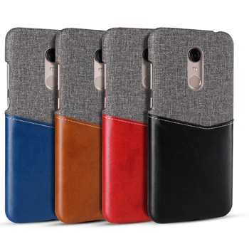 

Xiaomi redmi 5 plus leather back cover simple cloth TPU business back cover protection Card holder phone case