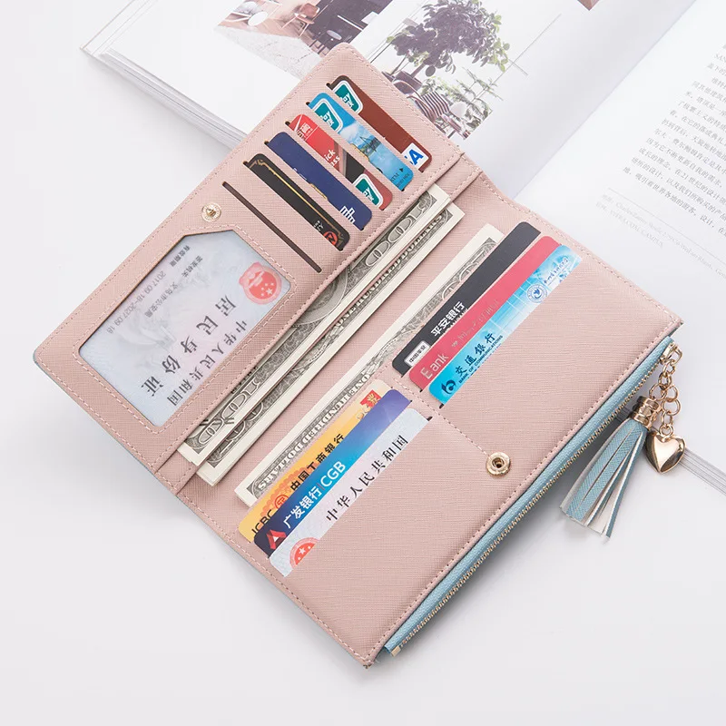

2019 Fashion Womens Wallets Zipper Simple Purses Small Female Long Wallets Section Clutch Wallet Soft PU Leather Money Bag