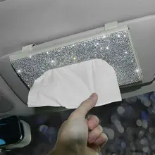 Шикарный горный хрусталь авто солнцезащитный козырек коробка для салфеток кожаный держатель бумажный зажим для салфеток