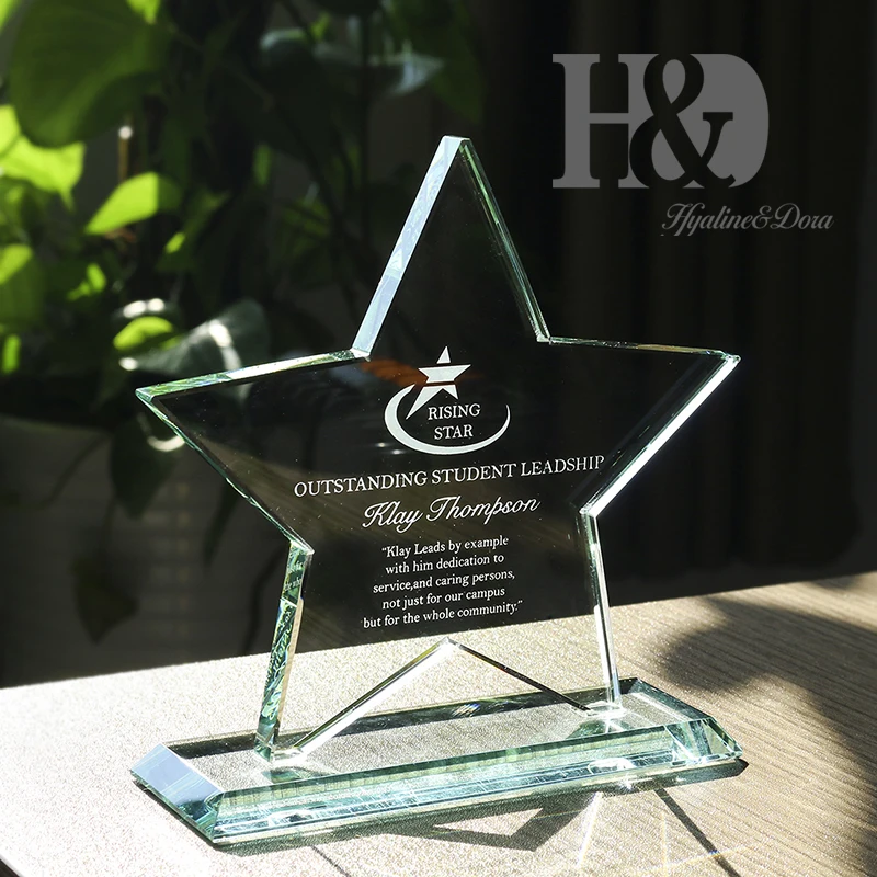 H& D Кристалл супер звезда награда корпоративный годовой встречи стекло трофей настроить лазерная гравировка школы конкурс трофей победителя
