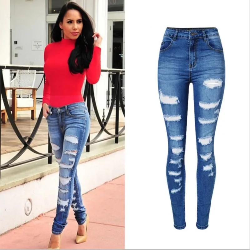 Denim Hot Cool Pencil Pants Women Vintage High Waist Jeans