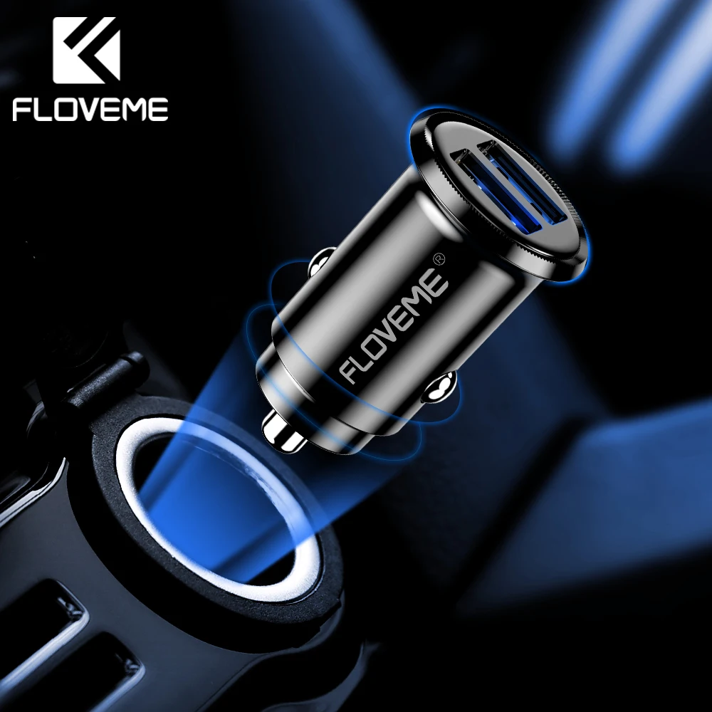 FLOVEME 2.4A البسيطة المزدوج سريع سيارة شاحن يو اس بي للهاتف USB شاحن سيارة شحن ل فون XR XS 8 7 زائد العالمي الهاتف شاحن
