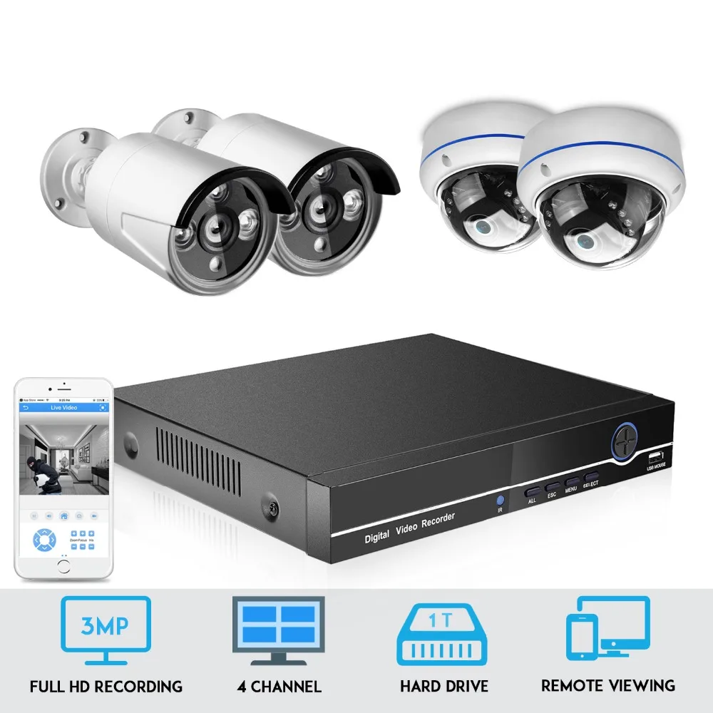 Besder 4CH POE NVR комплект CCTV система безопасности 4 шт 1080P Запись ip-камера Открытый водонепроницаемый комплект видеонаблюдения 1 ТБ HDD